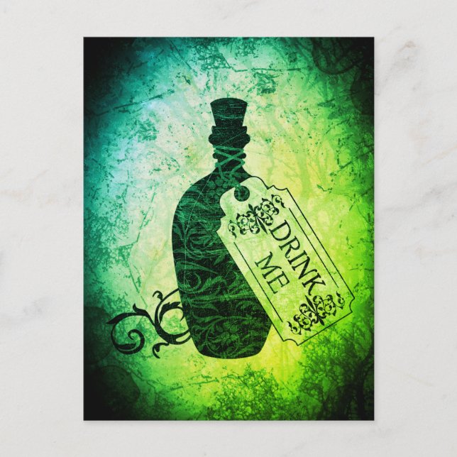 Drink Me Bottle Green Postcard (Front)