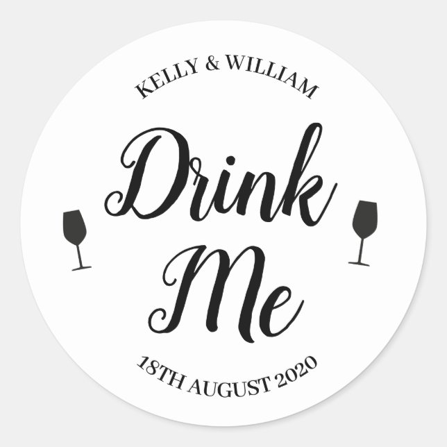 Drink me favor sticker (Front)