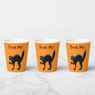 Drink Me Halloween Black Cat Orange