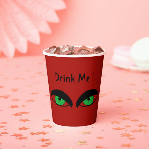Drink Me Halloween Evil Eyes Red Paper Cups