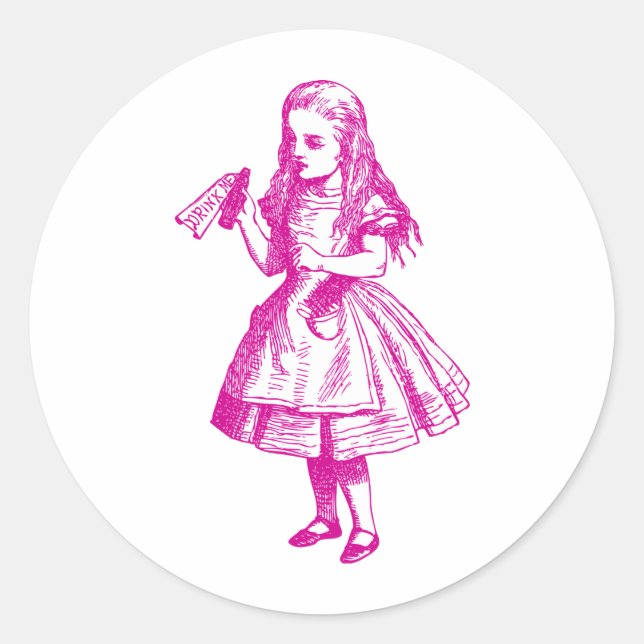 Drink Me Inked Pink Classic Round Sticker (Front)