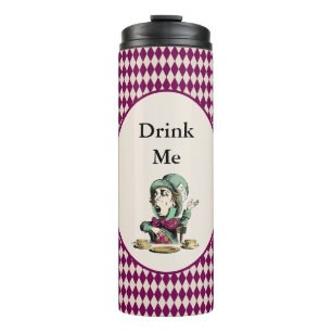 Drink Me Mad Hatter Alice in Wonderland Magenta Thermal Tumbler