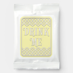 "Drink Me" Pale Yellow Victorian Filigree Lattice Hot Chocolate Drink Mix
