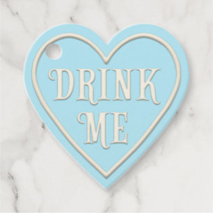 "Drink Me" Tea Party Blue Heart Personalized Favor Tags