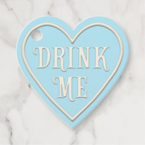 Drink Me Tea Party Blue Heart Personalized Favor Tags
