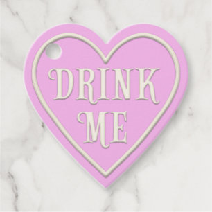 "Drink Me" Tea Party Pink Heart Personalized Favor Tags