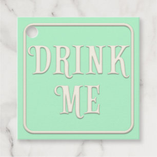 "Drink Me" Victorian Tea Party Green Square Custom Favor Tags