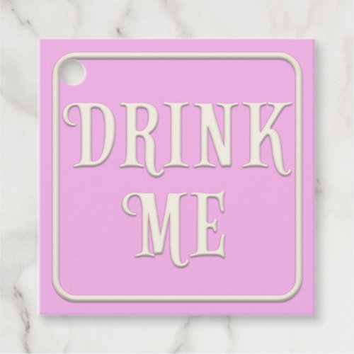 Drink Me Victorian Tea Party Pink Square Favor Tags