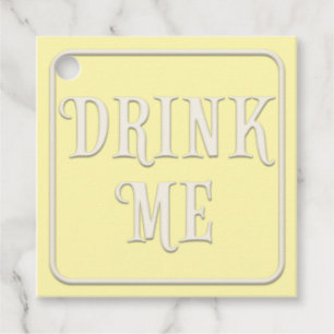 "Drink Me" Victorian Tea Party Yellow Square Favor Tags