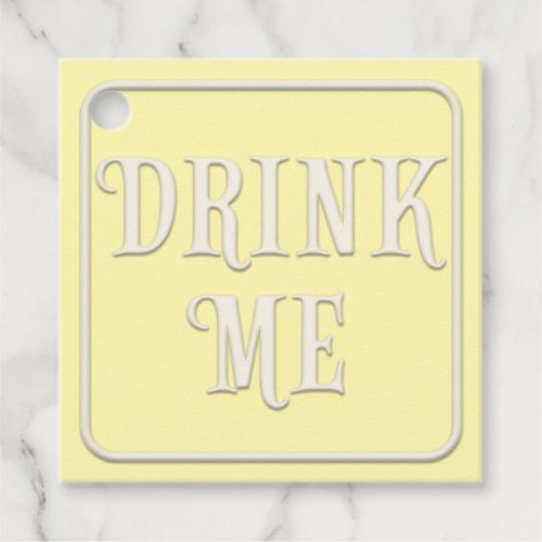 Drink Me Victorian Tea Party Yellow Square Favor Tags