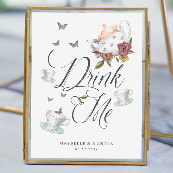 Drink Me | Vintage Alice In Wonderland Tea Party Poster by moodthology at Zazzle