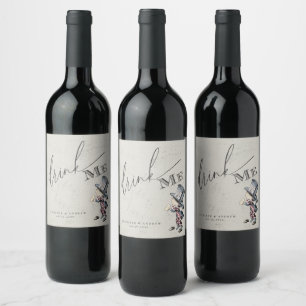 Drink Me Vintage Alice In Wonderland Wedding Wine Label