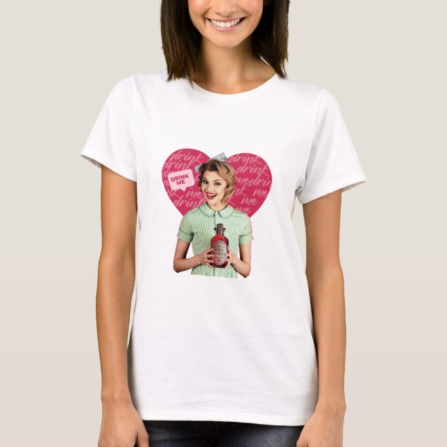 Drink Me Vintage Pinup Alice T-Shirt (Front)