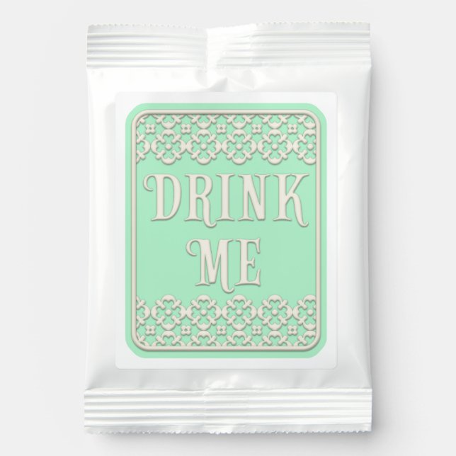 "Drink Me" Wonderland Kids Tea Party Pastel Green Lemonade Drink Mix (Front)