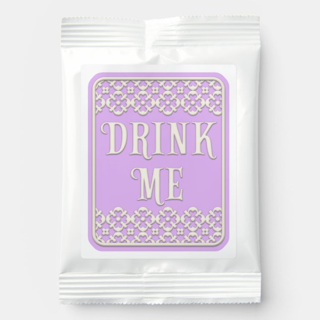 "Drink Me" Wonderland Kids Tea Party Pastel Purple Lemonade Drink Mix (Front)