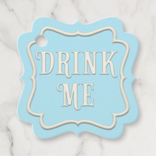 Drink Me Wonderland Tea Party Blue Personalized Favor Tags