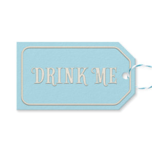 "Drink Me" Wonderland Tea Party Blue Personalized Gift Tags
