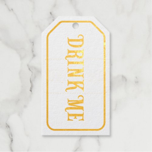 Drink Me Wonderland Tea Party Custom Gold Foil Gift Tags