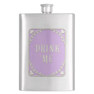 "Drink Me" Wonderland Tea Party Cute Purple Emblem Flask