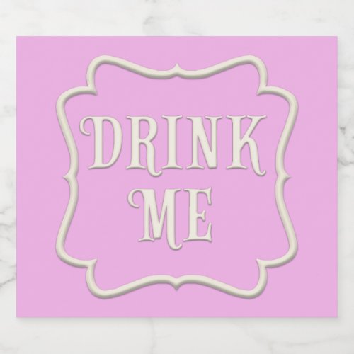 Drink Me Wonderland Tea Party Fanciful Pink Liquor Bottle Label