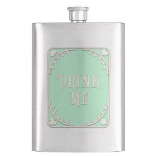 "Drink Me" Wonderland Tea Party Green Emblem Flask