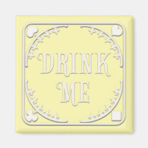 "Drink Me" Wonderland Tea Party Inviting Yellow Magnet