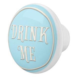"Drink Me" Wonderland Tea Party Pastel Blue Ceramic Knob