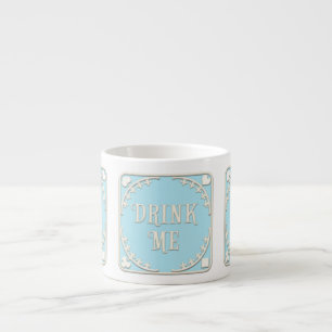 "Drink Me" Wonderland Tea Party Pastel Blue Emblem Espresso Cup