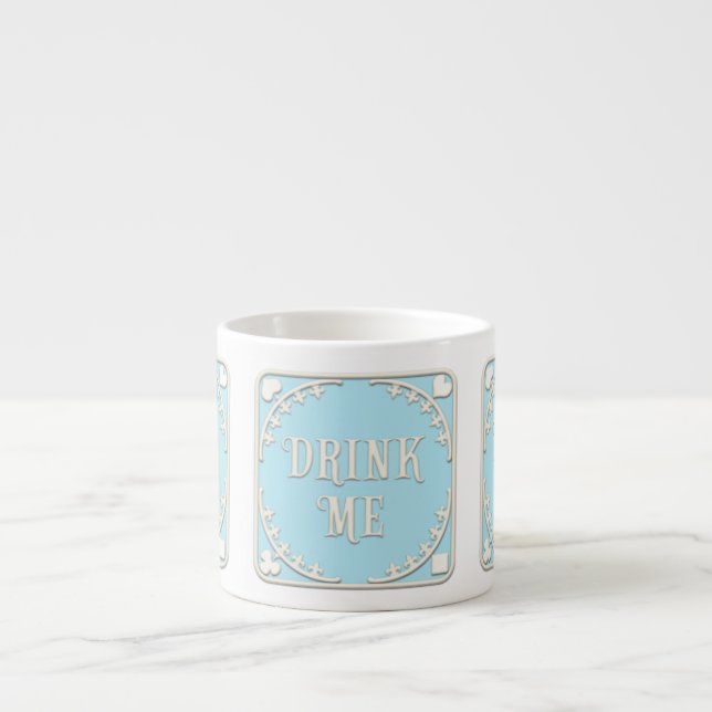 "Drink Me" Wonderland Tea Party Pastel Blue Emblem Espresso Cup (Front)