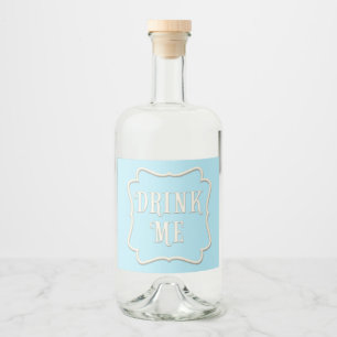 "Drink Me" Wonderland Tea Party Pastel Blue Liquor Bottle Label