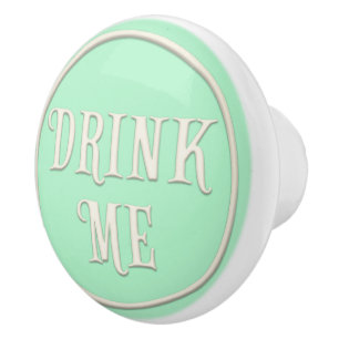 "Drink Me" Wonderland Tea Party Pastel Green Ceramic Knob