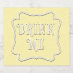 "Drink Me" Wonderland Tea Party Pretty Yellow Liquor Bottle Label