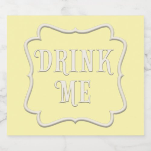 Drink Me Wonderland Tea Party Pretty Yellow Liquor Bottle Label