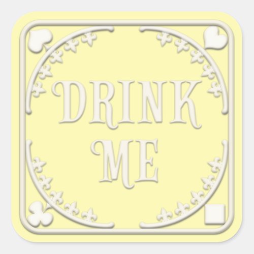 Drink Me Wonderland Tea Party Tempting Yellow Square Sticker