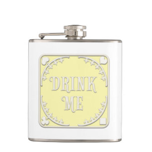 "Drink Me" Wonderland Tea Party Yellow Emblem Flask