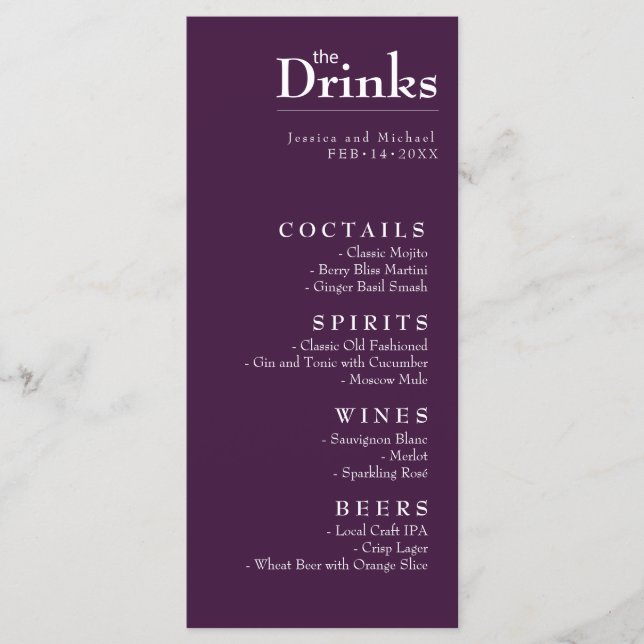 Drink menu Fuchsia Enchantment: Watercolor  (Front)