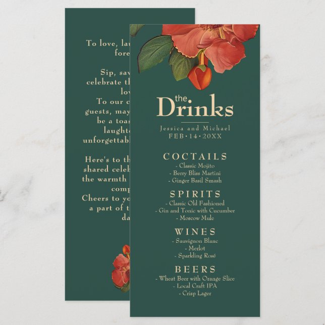 💍Drink menu Rose Romance: Art Nouveau Splendor (Front/Back)