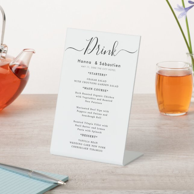Drink Menu Wedding Reception Pedestal Sign (In SItu)