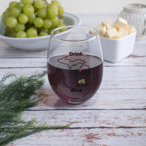 Drink Michigan Wine Stemless Wine Glass