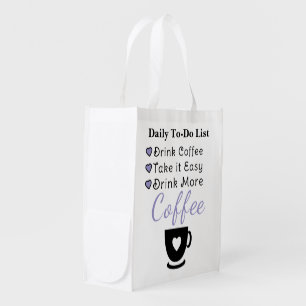 Drink more coffee purple grocery bag
