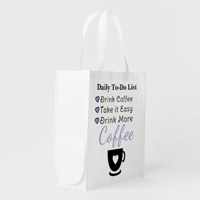 Drink more coffee purple grocery bag (Front Side)