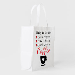 Drink more coffee red grocery bag