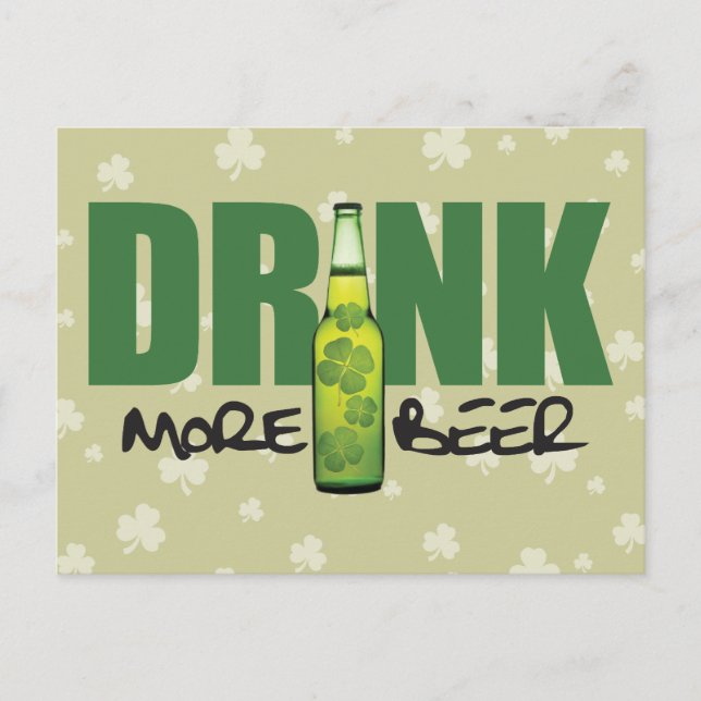 Drink More Irish Green Beer Postcard (Front)