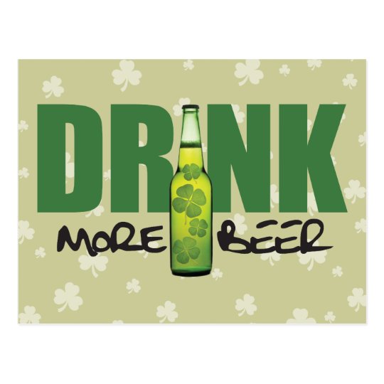 Drink More Irish Green Beer Postcard