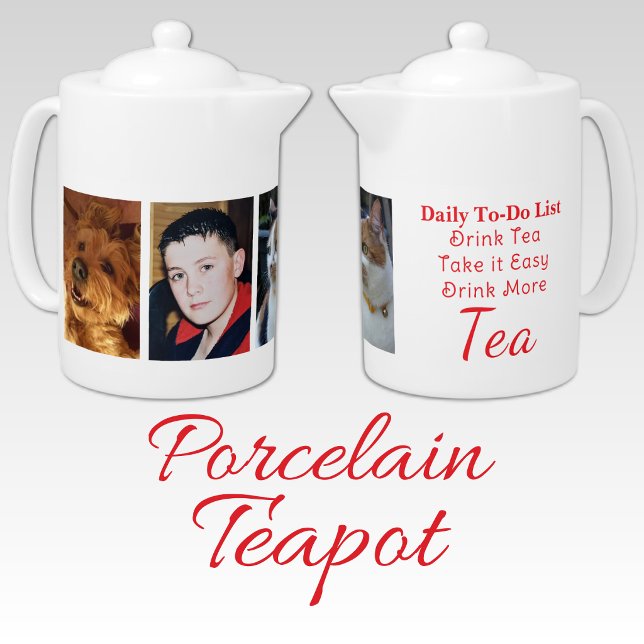 Drink more tea 3 photo white red teapot (Creator Uploaded)