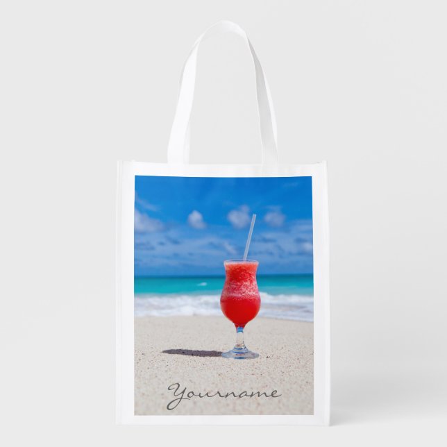 Drink On Beach custom reusable bag (Front)