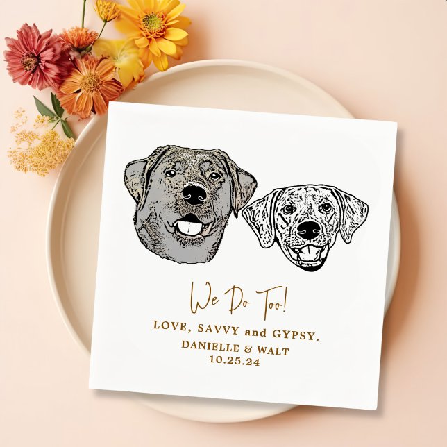 Drink On Us Pets Custom Hand Drawing Wedding  Napk Napkins (Creator Uploaded)