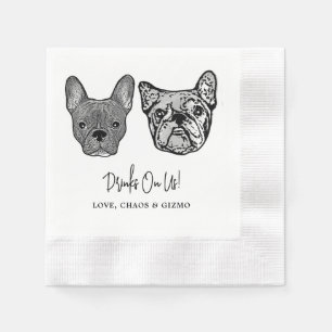Drink On Us Pets Custom Hand Drawing Wedding Napki Napkins