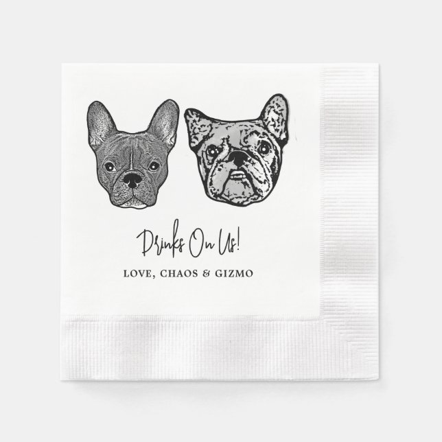 Drink On Us Pets Custom Hand Drawing Wedding Napki Napkins (Front)