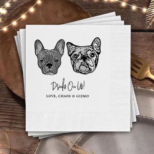 Drink On Us Pets Custom Hand Drawing Wedding Napki Napkins